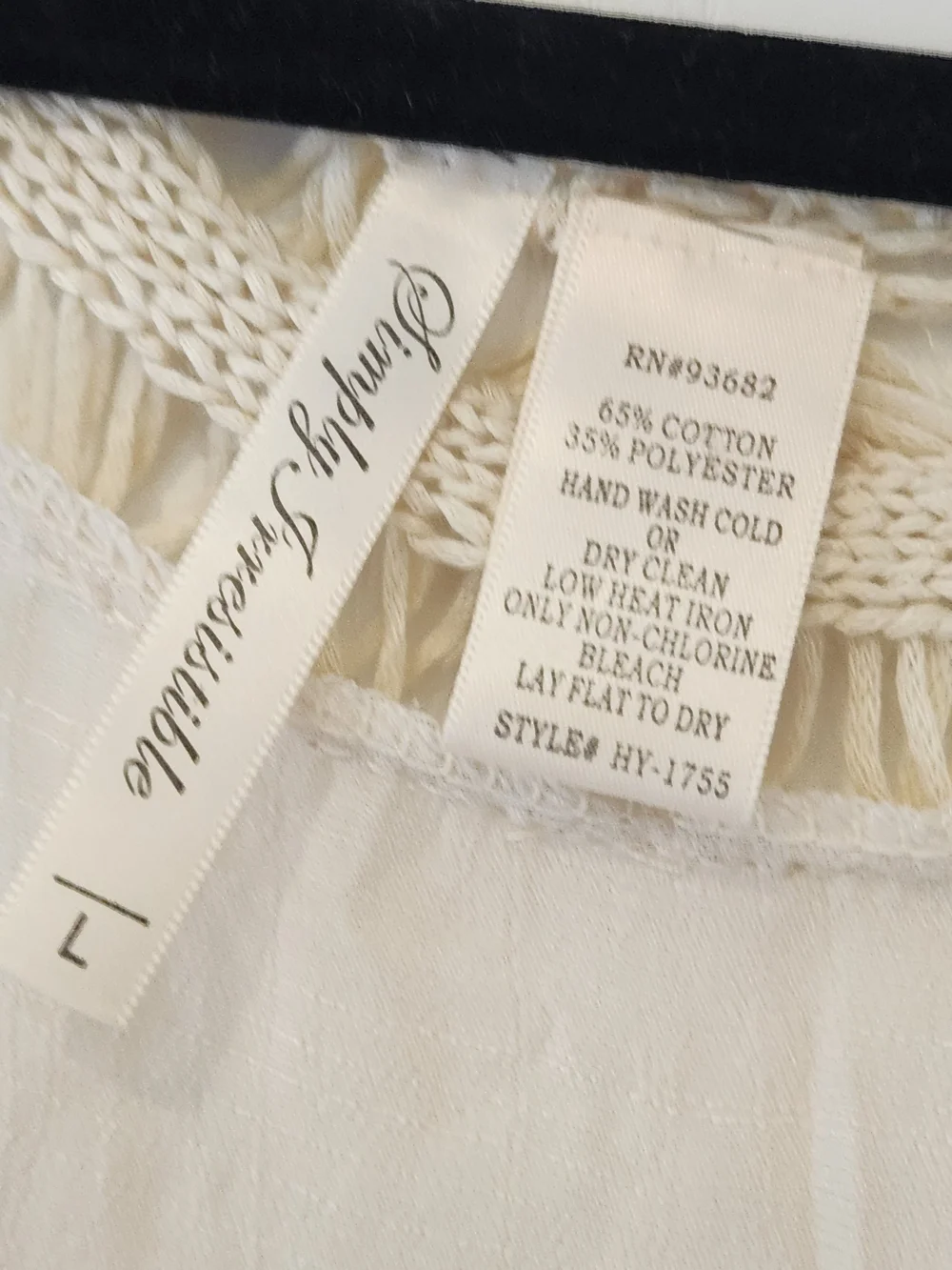 Simply Irresistible Cream Crochet Fringe Kimono L Euc
